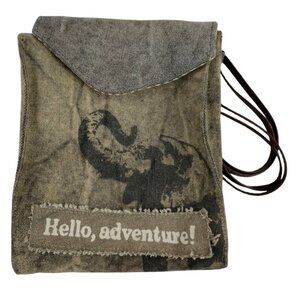 Primitives by Kathy Hello Adventure! Crossbody Canvas Sling Bag Vintage Purse